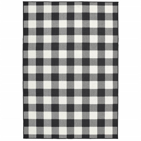 Palacedesigns 7 x 10 ft. Black & Ivory Gingham Indoor & Outdoor Area Rug PA2627915